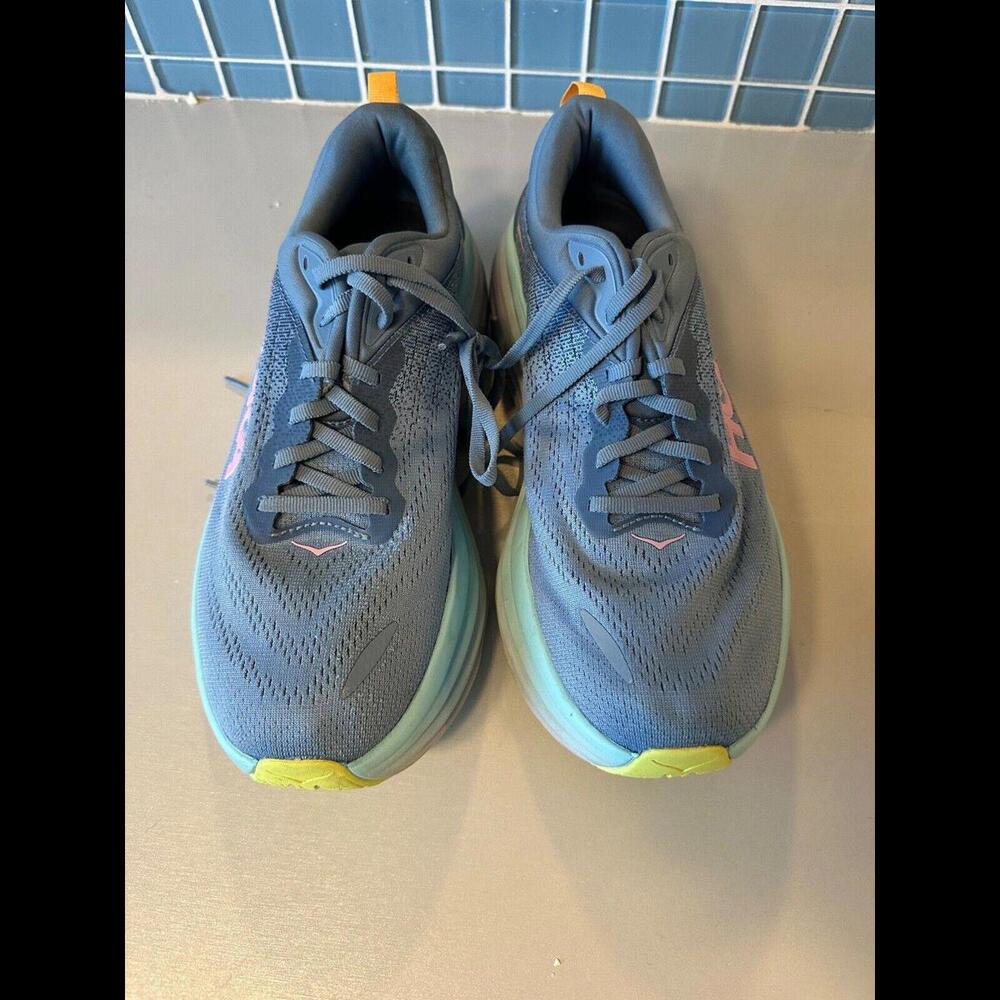 Hoka One One Bondi 8  Running Sneakers Shoes Womens Size 10B Blue Green